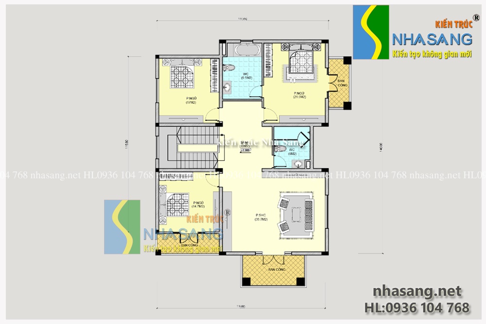 mau biet thu 3 tang dep 11m x 13m