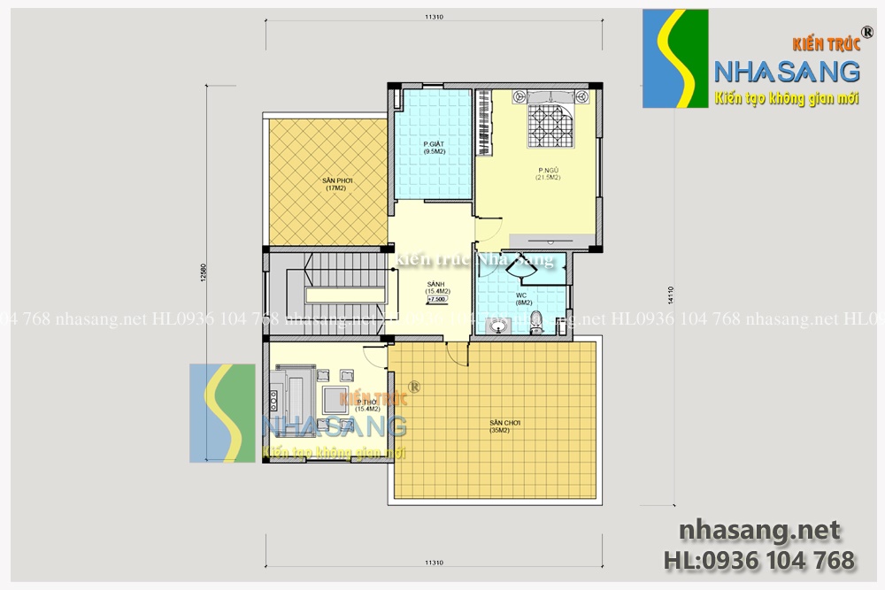 mau biet thu 3 tang dep 11m x 13m