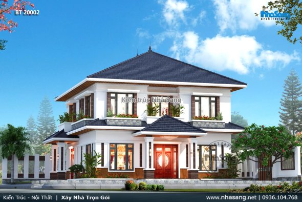 Mẫu nhà 2 tầng nông thôn đẹp nhất 2020