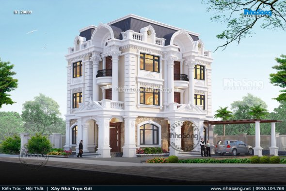 15+ Ý tưởng tuyệt vời với mái Mansard cho nhà 3 tầng tân cổ đẹp