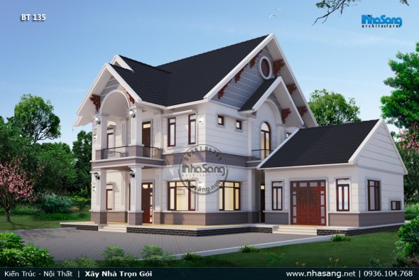 Giải pháp thiết kế những mẫu nhà vườn 2 tầng có khu bếp và nhà ăn tách riêng biệt