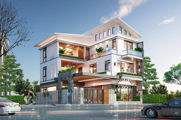 Bản vẽ biệt thự hiện đại 3 tầng đẹp