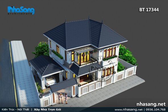 Vẻ đẹp mộc mạc gần gũi của 9+ mẫu nhà vườn 2 tầng có gara oto ở nông thôn