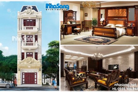 Chia sẻ miễn phí những bản vẽ nhà phố mặt tiền 5m tân cổ điển đẹp