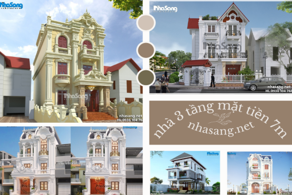 Bỏ túi 22 mẫu nhà 3 tầng mặt tiền 7m đẹp xuất sắc tỉ lệ vàng hoàn hảo
