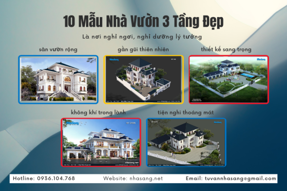 Choáng ngợp 10 mẫu nhà vườn 3 tầng tiện nghi thoáng mát gây thương nhớ