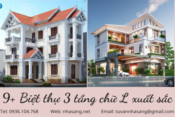 9+ Biệt thự 3 tầng chữ L đẹp xuất sắc và cách hóa giải phong thủy chuẩn nhất