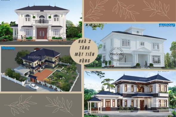 HOT 15 Mẫu nhà 2 tầng mặt tiền rộng trải dài bề thế quyền lực được đánh giá cao