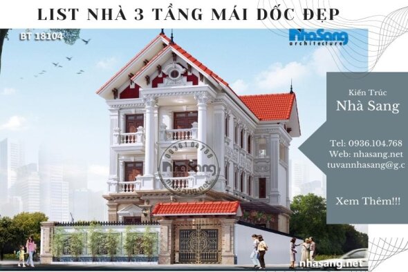 Chia sẻ 100 mẫu nhà 3 tầng mái dốc lợp ngói siêu đẹp nhiều ưu điểm vượt trội