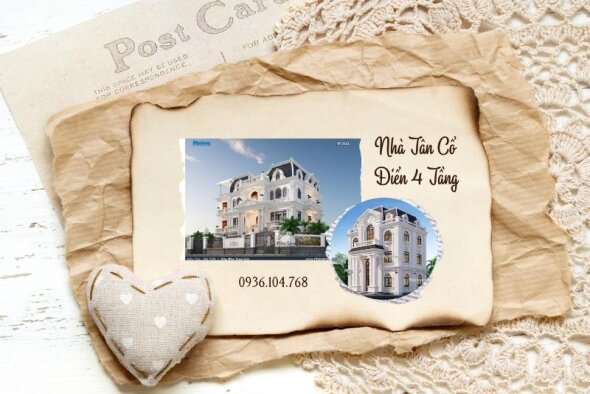 BST 355+ mẫu nhà tân cổ điển 4 tầng không góc chết đang được yêu thích nhất 2022