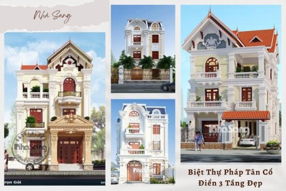 Chiêm ngưỡng 99 mẫu biệt thự Pháp tân cổ điển 3 tầng kiến trúc độc đáo đẹp mê hồn