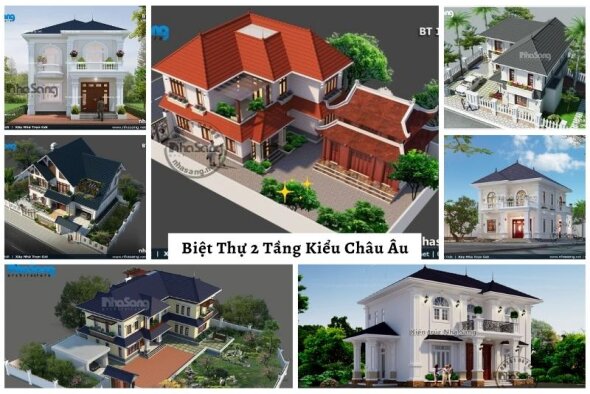 Chiêm ngưỡng 300 mẫu biệt thự 2 tầng kiểu Châu Âu tinh tế, gần gũi thiên nhiên