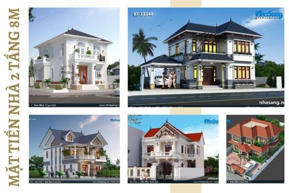 Đã mắt 30 mẫu thiết kế mặt tiền 8m nhà 2 tầng đáng xây nhất 2022
