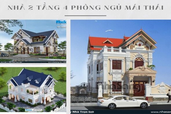 Bật mí 03 Mẫu nhà 2 tầng 04 phòng ngủ mái thái đẹp xuất sắc nhất 2022