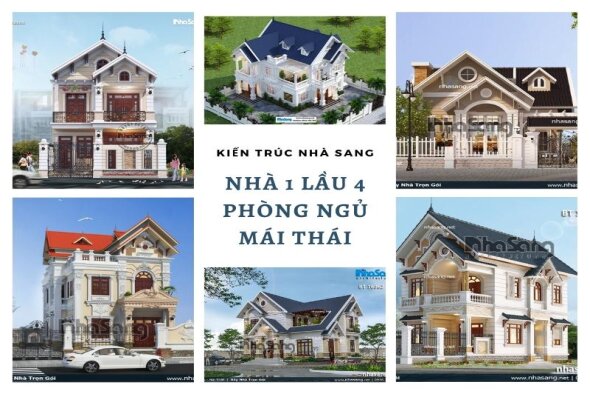 List nhà 1 lầu 4 phòng ngủ mái thái tiện nghi sang trọng full bản vẽ