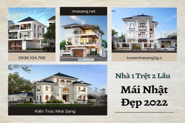 BST 99 mẫu nhà 1 trệt 2 lầu mái Nhật xu hướng thiết kế mới được yêu thích nhất