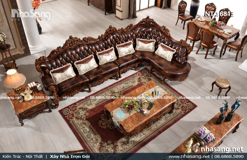 Sofa góc tân cổ điển phong cách hoàng gia quý tộc NT16813