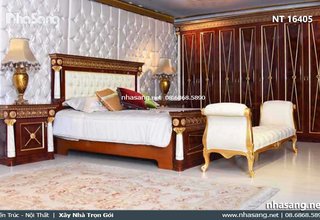 Giường ngủ gỗ tự nhiên phong cách hoàng gia Anh NT16405