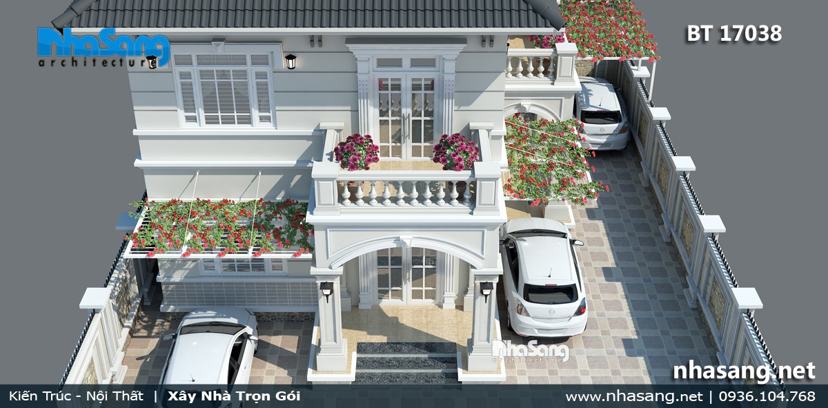 Nhà biệt thự vườn 2 tầng mái thái đơn giản tại Nghệ An