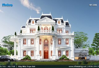 Thiết kế dinh thự đẹp kiểu Pháp tân cổ 300m2 tại Hà Nội