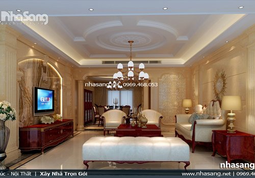 Thiết kế nội thất biệt thự 2 tầng đẹp và sang trọng phong cách tân cổ điển Châu Âu NT16706