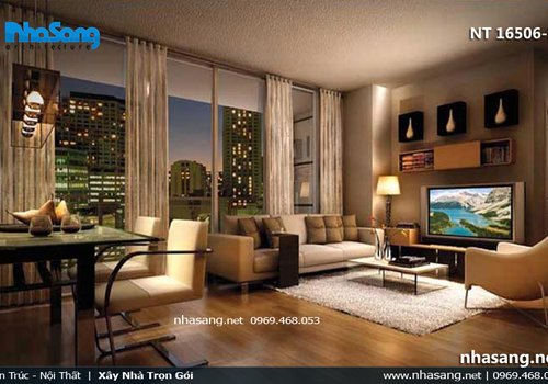Phòng khách chung cư đẹp - BST 10 Mẫu mẫu thiết kế phòng khách chung cư hiện đại NT16506