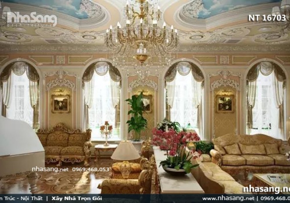 Mẫu thiết kế nội thất tân cổ điển royal siêu biệt thự lâu đài NT16703