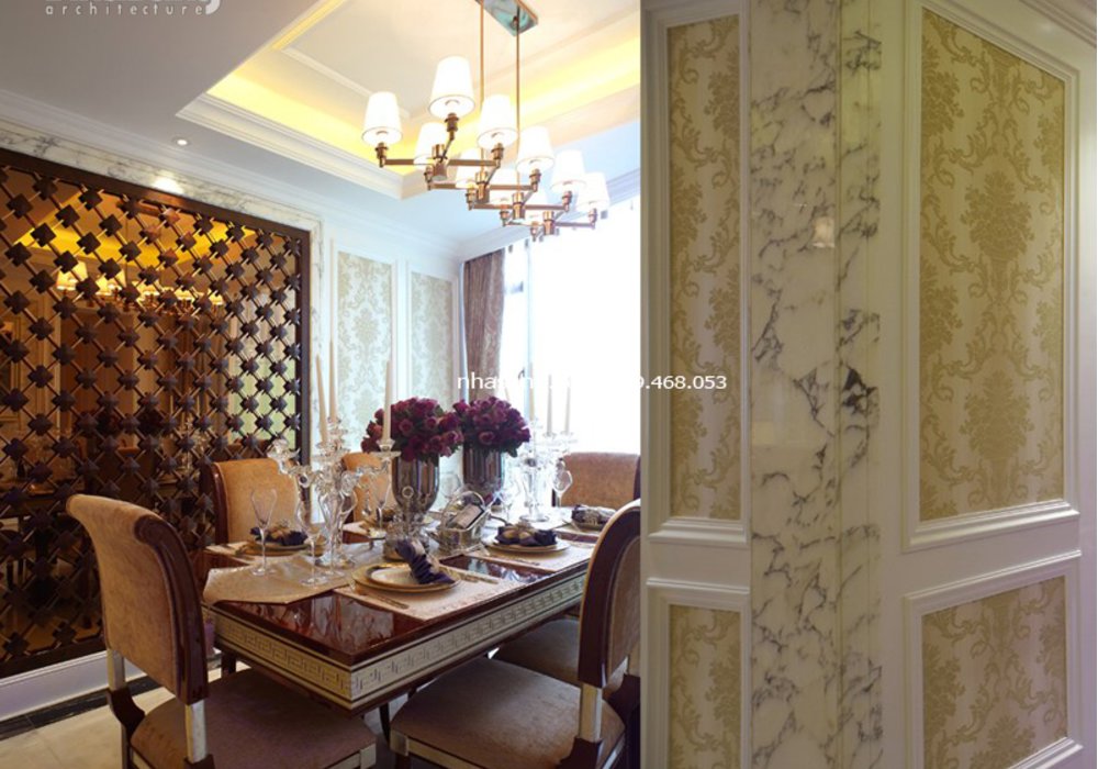 Thiết kế nội thất chung cư cao cấp 116m2 phong cách Tân cổ điển Châu Âu NT16605