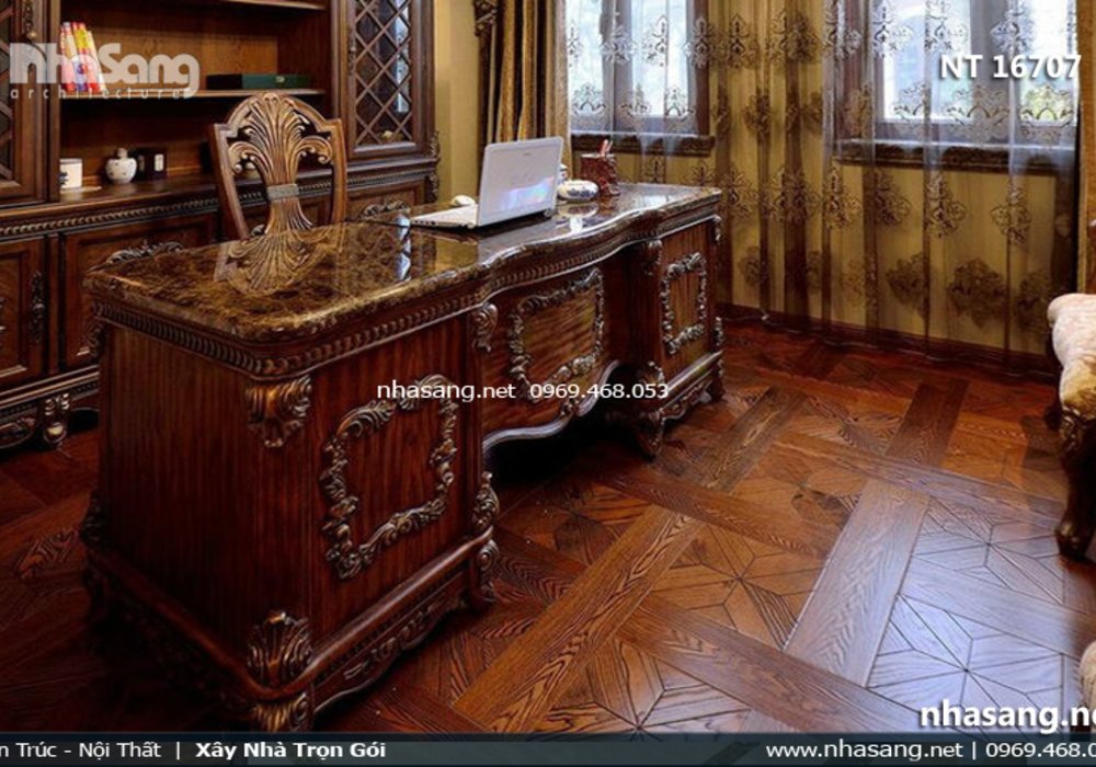 Thiết kế thi công nội thất biệt thự tân cổ điển Châu Âu - nội thất gỗ lim Nam Phi NT16707