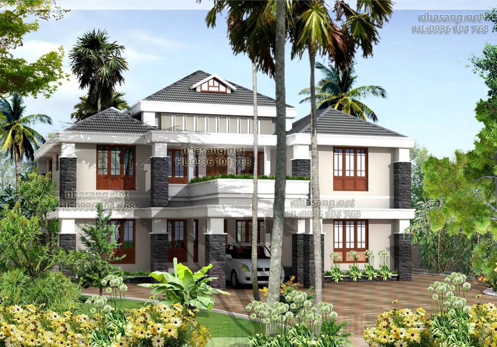 Thiết kế Biệt thự 2,5 tầng 12x11m Nhà sang BT14072