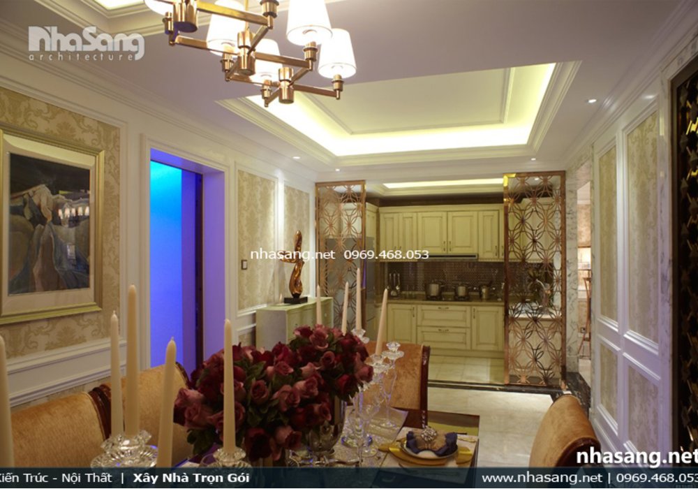 Thiết kế nội thất chung cư cao cấp 116m2 phong cách Tân cổ điển Châu Âu NT16605