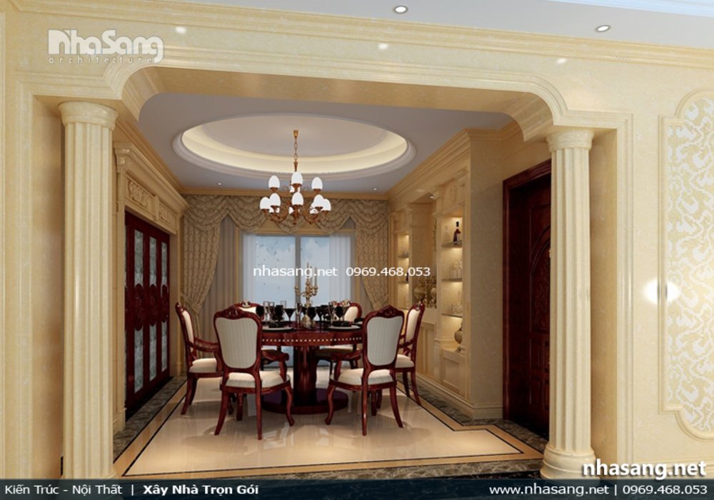 Thiết kế nội thất biệt thự 2 tầng đẹp và sang trọng phong cách tân cổ điển Châu Âu NT16706