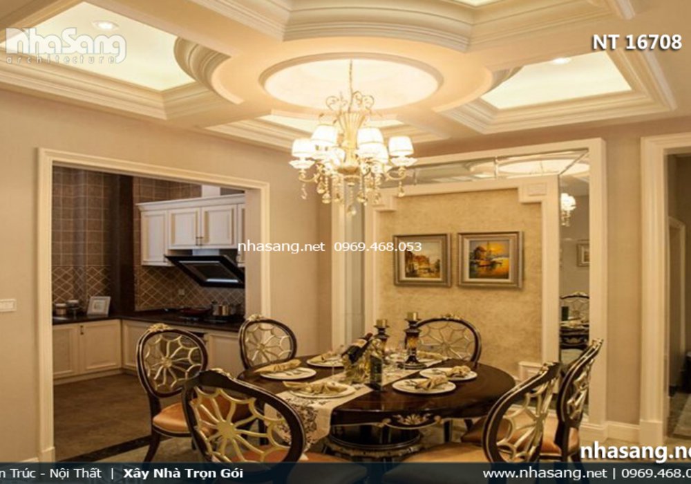 Nội thất tân cổ điển Châu Âu cho biệt thự liền kề 98.7m2 NT16708