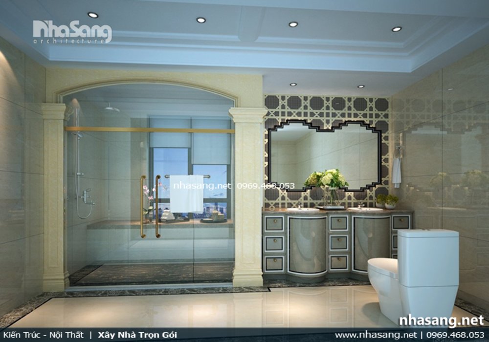 Thiết kế nội thất biệt thự 2 tầng đẹp và sang trọng phong cách tân cổ điển Châu Âu NT16706