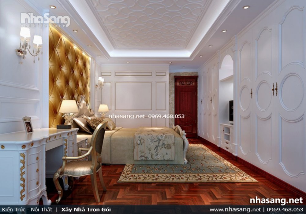 Thiết kế nội thất biệt thự 2 tầng đẹp và sang trọng phong cách tân cổ điển Châu Âu NT16706