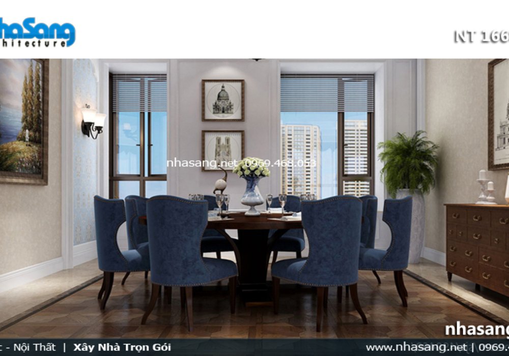 Thiết kế nội thất chung cư cao cấp tân cổ điển NT16607