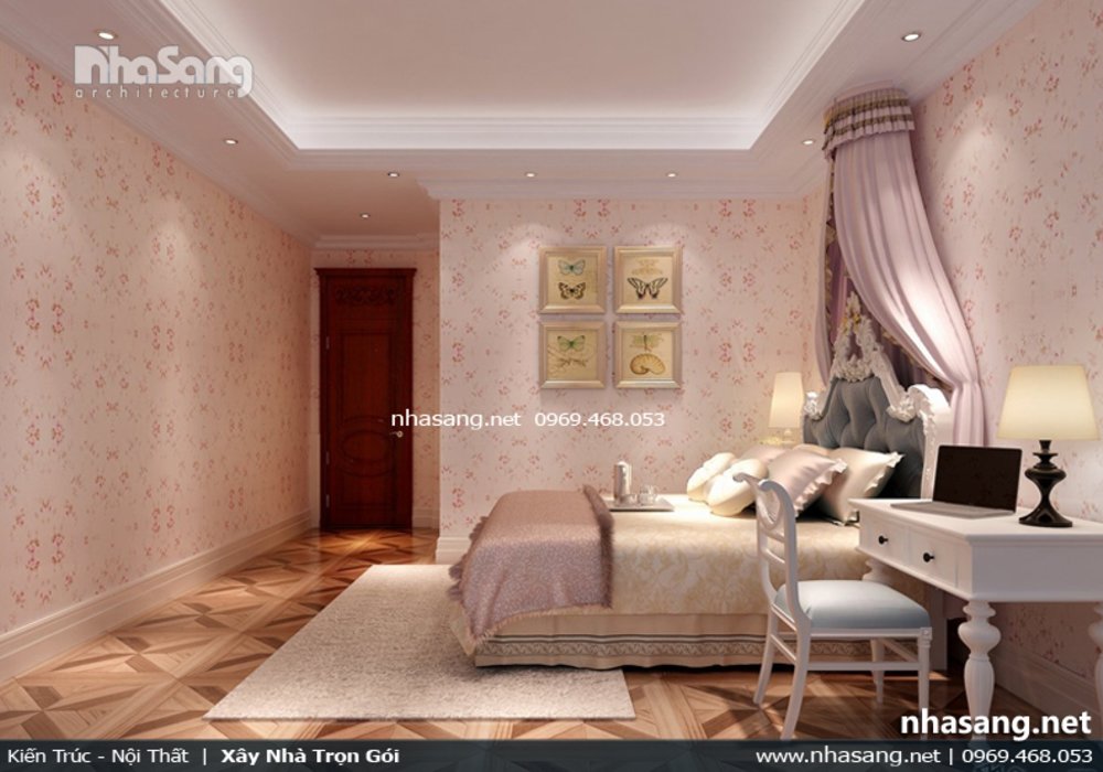 Thiết kế nội thất biệt thự 2 tầng đẹp và sang trọng phong cách tân cổ điển Châu Âu NT16706