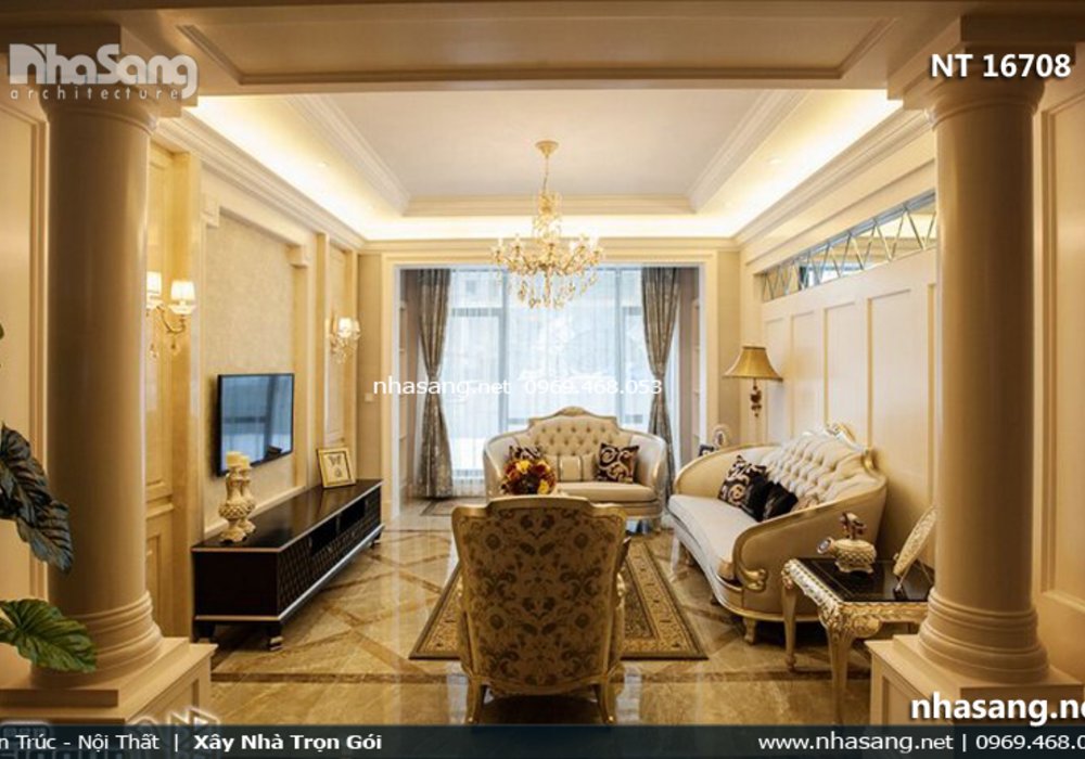 Nội thất tân cổ điển Châu Âu cho biệt thự liền kề 98.7m2 NT16708