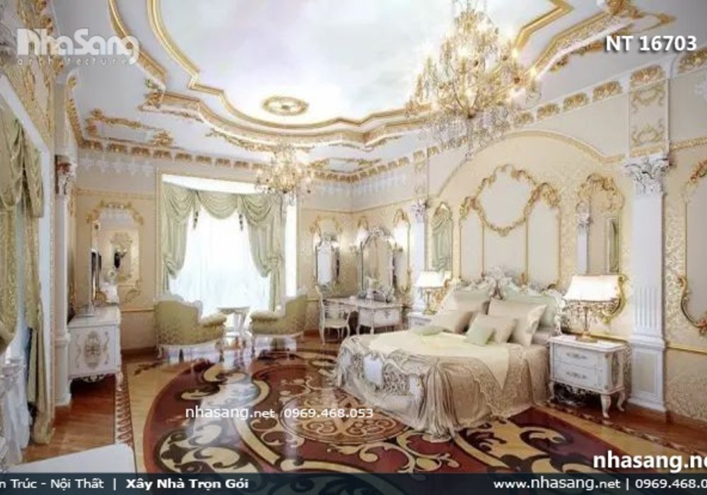Mẫu thiết kế nội thất tân cổ điển royal siêu biệt thự lâu đài NT16703