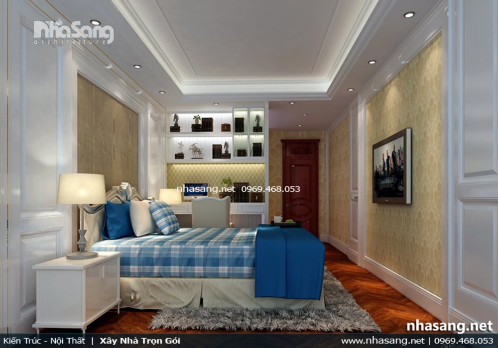 Thiết kế nội thất biệt thự 2 tầng đẹp và sang trọng phong cách tân cổ điển Châu Âu NT16706