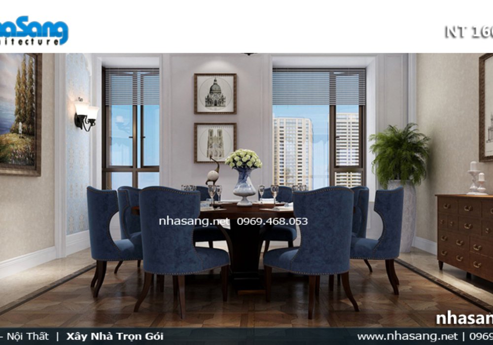 Thiết kế nội thất chung cư cao cấp tân cổ điển NT16607