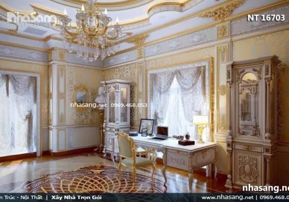Mẫu thiết kế nội thất tân cổ điển royal siêu biệt thự lâu đài NT16703