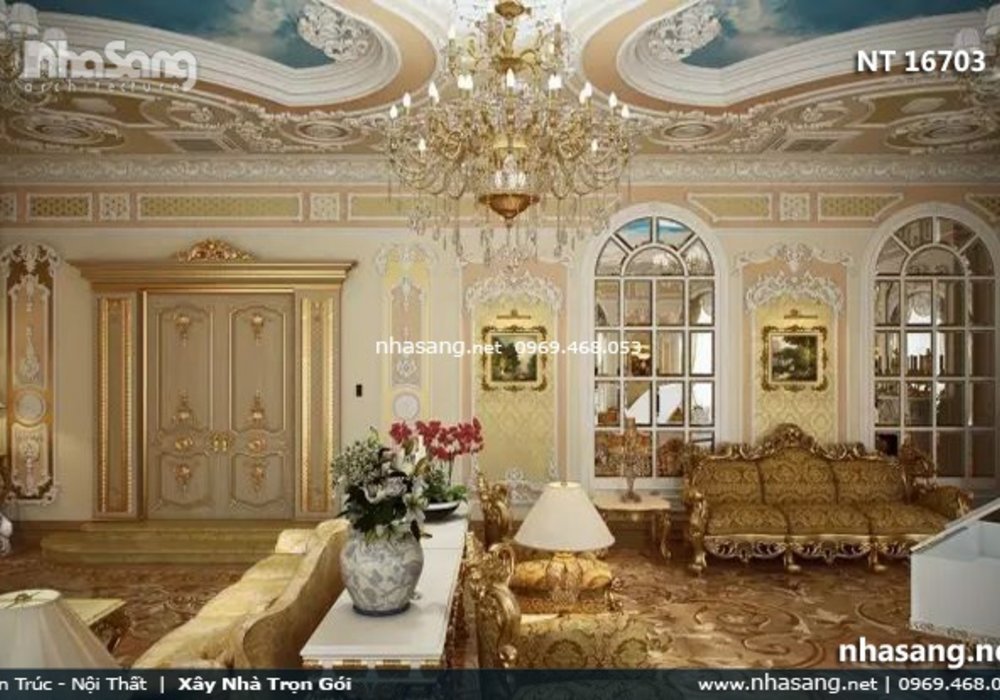 Mẫu thiết kế nội thất tân cổ điển royal siêu biệt thự lâu đài NT16703