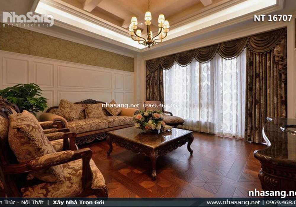 Thiết kế thi công nội thất biệt thự tân cổ điển Châu Âu - nội thất gỗ lim Nam Phi NT16707