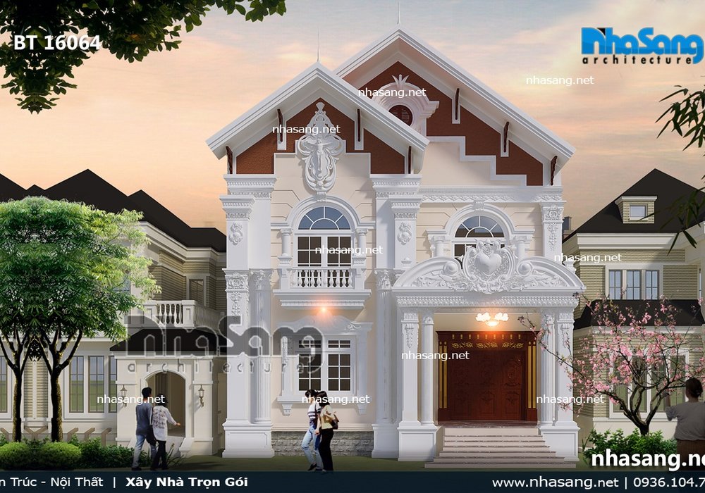 Biệt thự 2 tầng kiểu Pháp cổ điển sang trọng BT16064