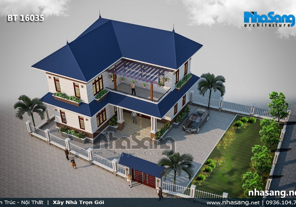 Biệt thự vườn chữ L 2 tầng mái thái BT16035