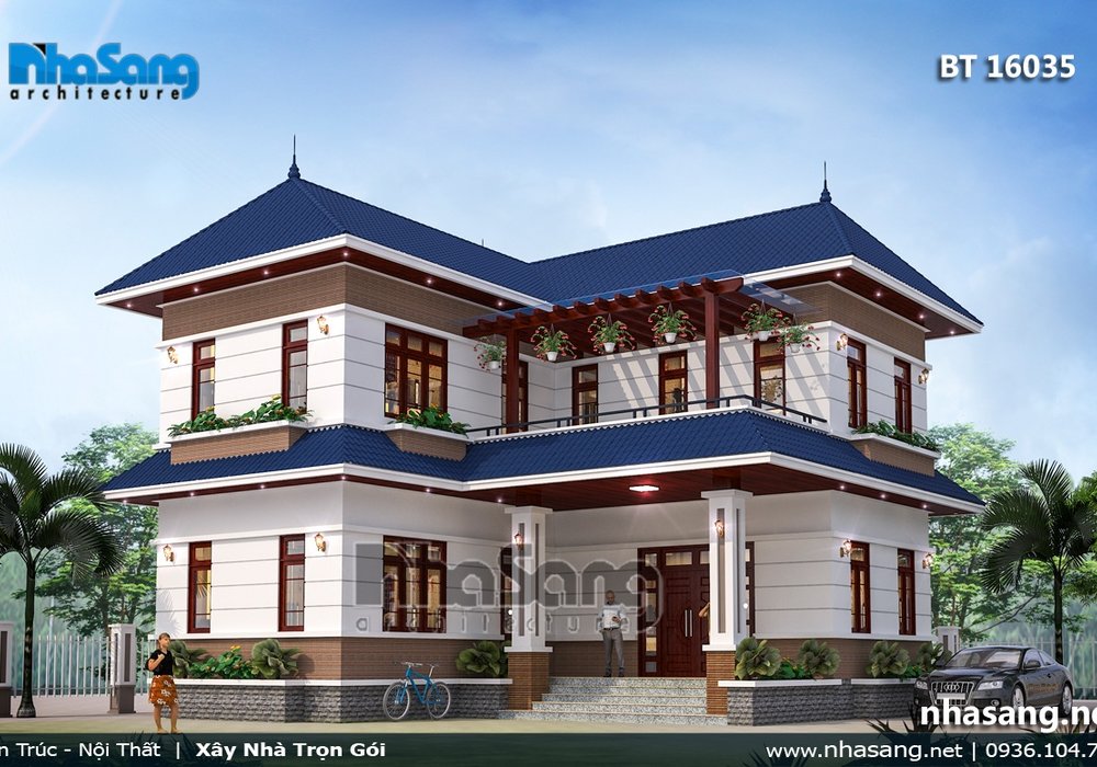 Biệt thự vườn chữ L 2 tầng mái thái BT16035