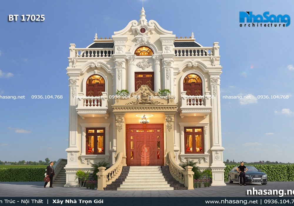 Mẫu biệt thự kiểu Pháp cổ điển 2 tầng BT17025