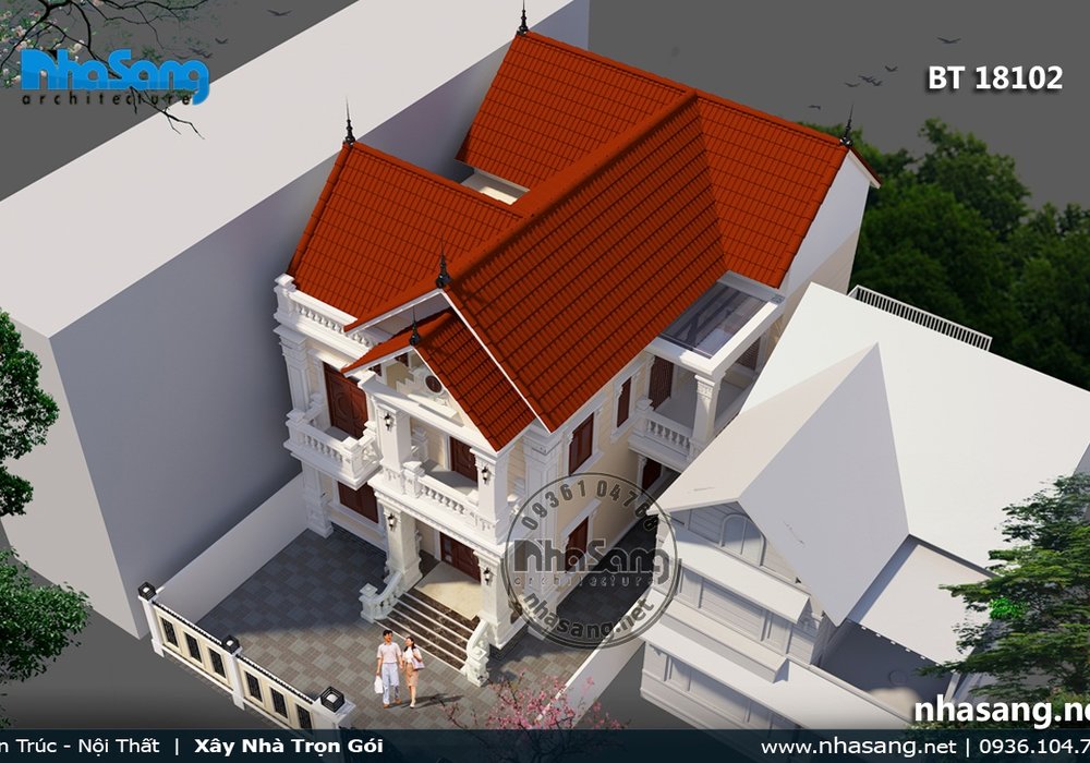 Mẫu nhà biệt thự đẹp cho đất mặt tiền 12m BT18102