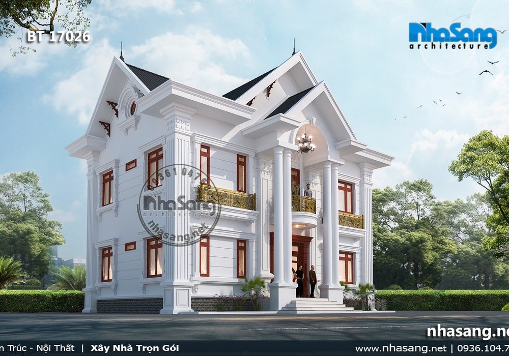 Mẫu thiết kế nhà vườn 120m2 sàn BT17026